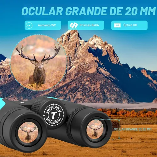 Miniatura 5 de Binoculares UHD de 15 x 55 para adultos de alta potencia con adaptador de teléfono, vista grande, prisma BAK4, impermeable, ligero para observación