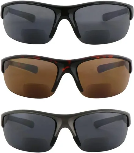 Miniatura 9 de 3 pares de lentes de sol de lectura bifocales para hombres y mujeres, lentes de lectura envolventes para exteriores