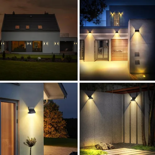 Miniatura 7 de AURAXY Luces de inundación de seguridad LED con sensor de movimiento solar impermeable para exteriores, funciona con pilas, luz de pared activada