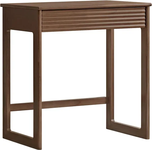 Miniatura 7 de Escritorio de madera maciza con acabado de nogal, escritorio pequeño para oficina en casa, escritorio de computadora para espacios pequeños
