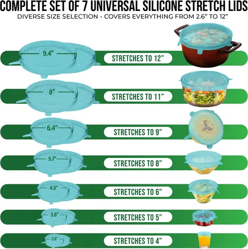 Miniatura 2 de Tapas elásticas de silicona reutilizables para almacenamiento de alimentos en el refrigerador, fundas elásticas resistentes al calor para cuencos