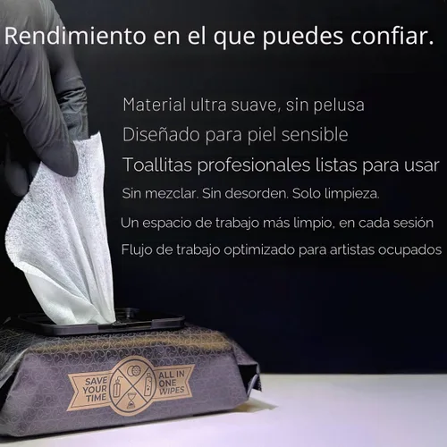 Miniatura 3 de CleanSkin - Toallitas limpiadoras para tatuajes de jabón verde, todo en uno, toallitas para tatuajes durante el tatuaje Cuidado posterior