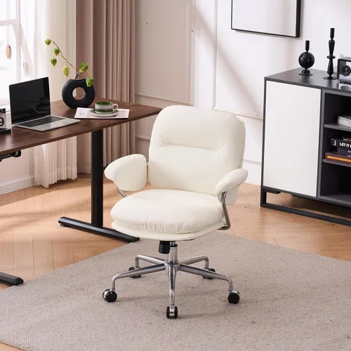 Miniatura 8 de Sillas ergonómicas de oficina en casa, silla de oficina de piel, cómoda silla de oficina con reposabrazos acolchados, silla de computadora cómoda