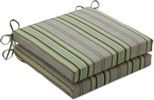 Miniatura 23 de Pillow Perfect Cojín cuadrado para asiento de silla esquinera para interiores y exteriores con lazos, relleno de fibra de felpa, resistente a