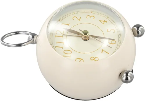 Miniatura 5 de Reloj despertador vintage de metal de mesa de 3.5 pulgadas colgante para anillo de noche despertador simple silencioso sin tictac con luz nocturna