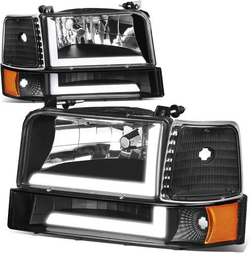 Auto Dynasty Juego de Faros LED DRL 3D y Lámpara de Parachoques Compatible con Ford F-150 F-250 F-350 Bronco 1992-1996, Lado del Conductor y del