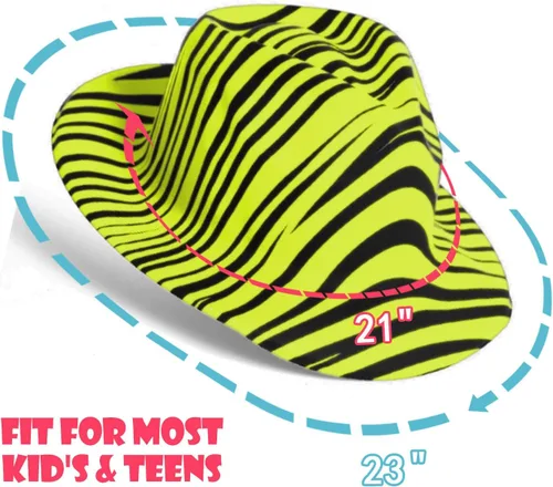 Miniatura 4 de Novelty Place Sombreros de fiesta de plástico con estampado de animales neón, estilo fedora con mafia de gángster, sombreros de fiesta con luz negra