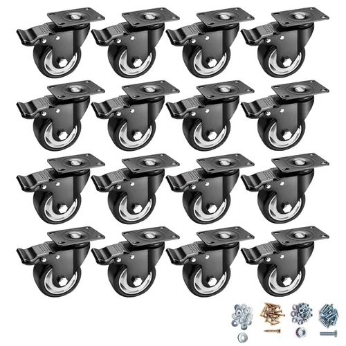 Miniatura 17 de Ruedas giratorias, juego de 4 ruedas en forma de L de 3 pulgadas de alta resistencia, 4 ruedas industriales con freno de poliuretano, ruedas