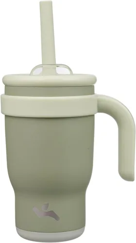 Miniatura 17 de Konokyo Vaso de 14 onzas con asa lateral, botella de agua aislada con popote y tapa 2 en 1, taza de acero inoxidable, taza de café de viaje