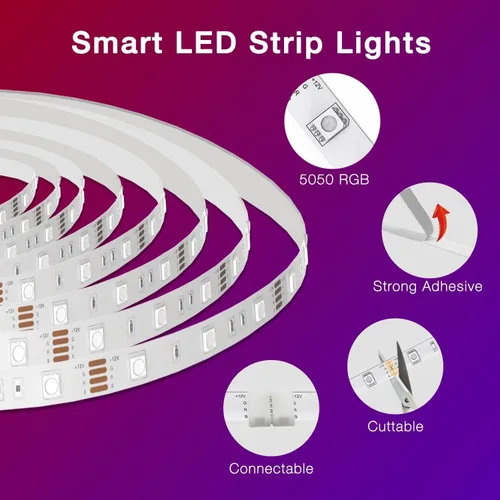 Miniatura 6 de DAYBETTER Luces LED inteligentes WiFi, tira de luces LED RGB de 25 pies compatibles con Alexa y Google Assistant, control remoto por voz