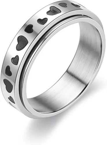 COLORFUL BLING Anillo giratorio de acero inoxidable con forma de estrella y luna para mujeres y hombres, corazón, gato, ansiedad, anillos giratorios
