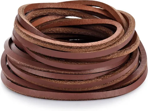 Miniatura 13 de TeeLiy Cordón plano de cuero genuino de 3 mm, cuerda de trenzado para joyería, cordones de zapatos de cuero, artes y manualidades, monedero