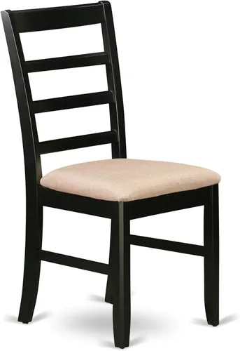 Miniatura 4 de East West Furniture PFC-BLK-C Parfait - Juego de 2 sillas de comedor tapizadas de tela de lino, de madera maciza, color negro