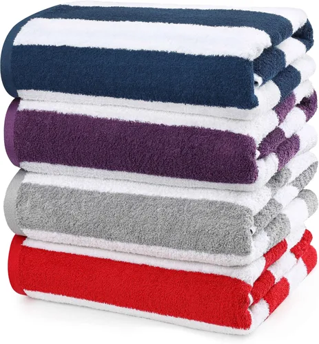 Miniatura 13 de Utopia Towels Paquete de 4 toallas de playa Cabana, juego de toallas de playa de algodón de gran tamaño de 30 x 60 pulgadas, textura suave hilado