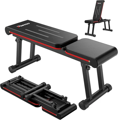 PASYOU Adjustable Weight Bench, 660LB/700LB Capacity Foldable Workout Bench, Incline Flat Bench Press for Home Gym, Dual-Frame Strength Training