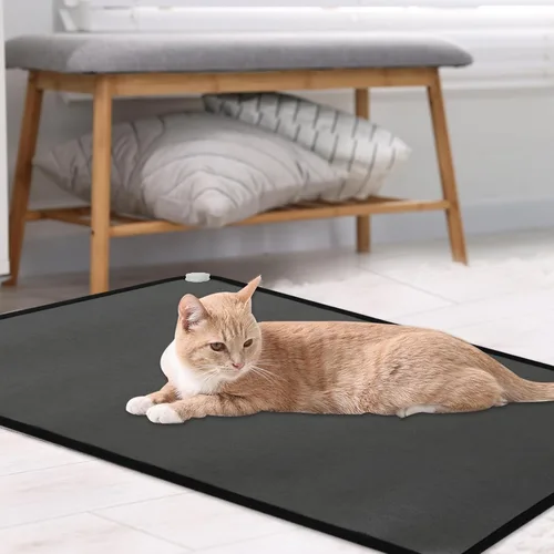 Miniatura 7 de QOUBAI Alfombra Calefactora de Suelo de PVC de 110V Calentador para Calentador de Pies Debajo del Escritorio 31.5 x 20 Pulgadas Almohadilla Marrón