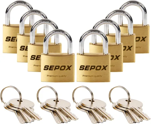 Miniatura 9 de SEPOX® Paquete de 16 candados de latón macizo con las mismas llaves, 24 piezas, cuerpo resistente y compacto de 1-3/16 pulgadas, cerradura pequeña