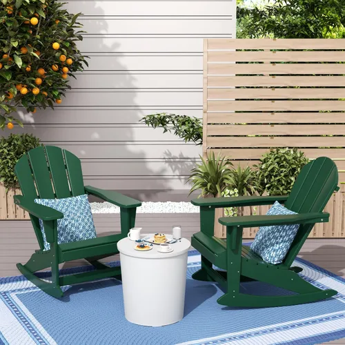 Miniatura 23 de WestinTrends Silla mecedora Malibu de poliéster para exterior/patio Adirondack, Negra