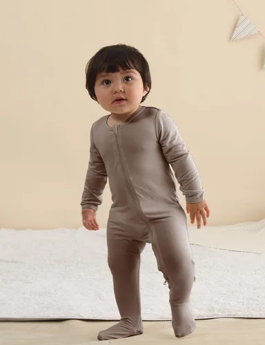Miniatura 22 de Jimonda Pijama de bambú para bebé, unisex, para niños y niñas, de una pieza, manga larga, cierre de cremallera de 2 vías, mameluco