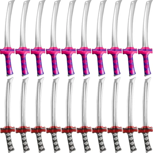 Miniatura 8 de Paquete de 20 Katanas inflables de 30 pulgadas, espada samurái, armas inflables para recuerdos de fiesta, cosplay, fiesta temática samurái Conjunto