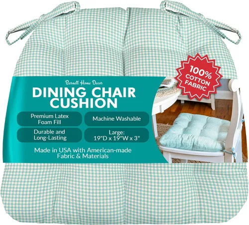 Miniatura 46 de Barnett Home Decor Ticking Stripe Berlin Blue - Almohadilla para silla de comedor con lazos, tamaño mediano 18, relleno de espuma de látex, lavable