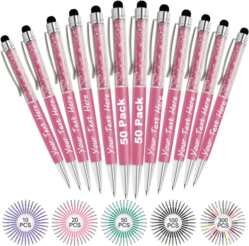 Miniatura 32 de Bolígrafos personalizados con nombre y texto, bolígrafos de diamantes de cristal personalizados a granel, 10 bolígrafos, regalos para mujeres