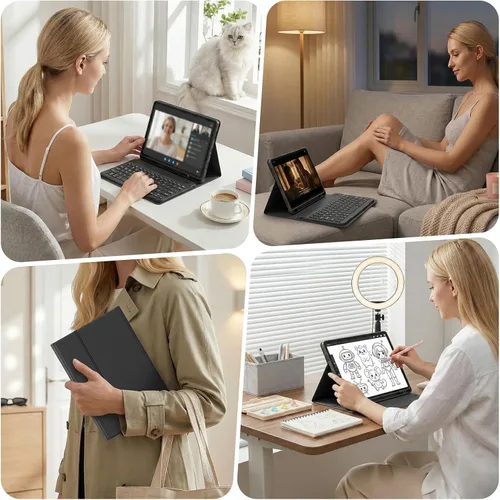 Miniatura 8 de Funda de teclado para Samsung Galaxy Tab S6 Lite de 10.4 pulgadas 2024, Galaxy Tab S6 Lite funda para tablet con ranura para bolígrafo, funda