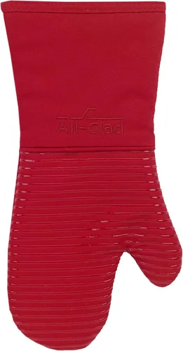 All Clad Manopla de Horno de Silicona: Resistente al Calor hasta 500 Grados - 100% Algodón y Silicona, Manopla de Horno de 14"x7" para Cocina y Chili