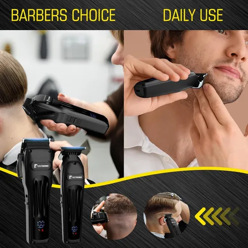 Miniatura 6 de BESTBOMG® Cortapelos profesional para hombres, juego de cortapelos y recortadora de peluquería profesional, cortapelos inalámbrico para hombres