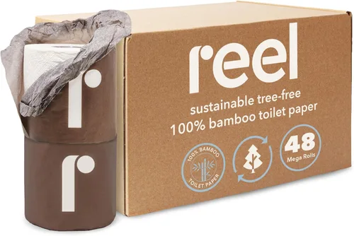 Papel Higiénico Premium a Granel de Reel - 2 Paquetes - 48 Rollos de Papel Higiénico - 3 Capas Hecho Sin Árboles - Sin Plástico en el Embalaje