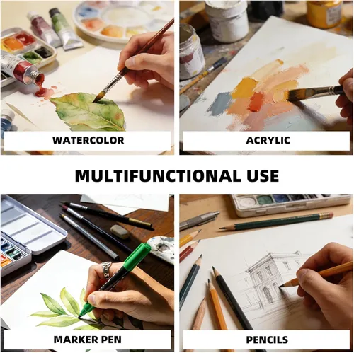 Miniatura 7 de Vienrose Papel de acuarela de 8.5 x 5.5 pulgadas a granel, 12 hojas de papel de acuarela con agujeros para carpetas de 3 anillas, cuadernos