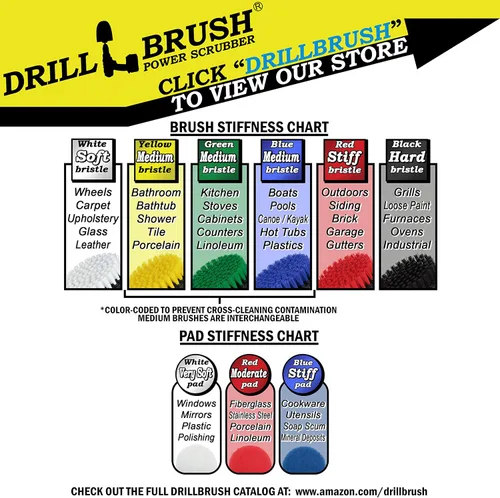 Miniatura 3 de Drillbrush Suministros de limpieza de cocina – Almohadillas para fregar todo el hogar y cepillos de rigidez media – Kit de cepillo de limpieza