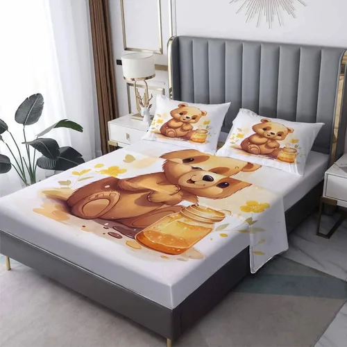 Miniatura 9 de Bear Sheets tamaño individual – Sábanas de microfibra suave y bolsillo profundo y sábanas con patrón sin arrugas, 3 piezas