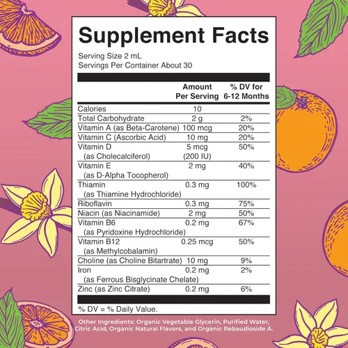 Miniatura 2 de MaryRuth Organics Multivitamínico con hierro para bebés USDA Organic Gotas líquidas para bebés de 6 a 12 meses Apoyo inmunológico y bienestar