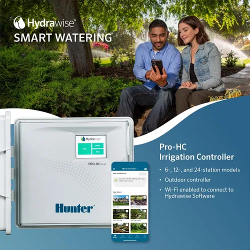Miniatura 2 de Hunter Hydrawise PRO-HC Controlador inteligente de rociadores WiFi de 12 estaciones, temporizador de riego al aire libre con pantalla táctil