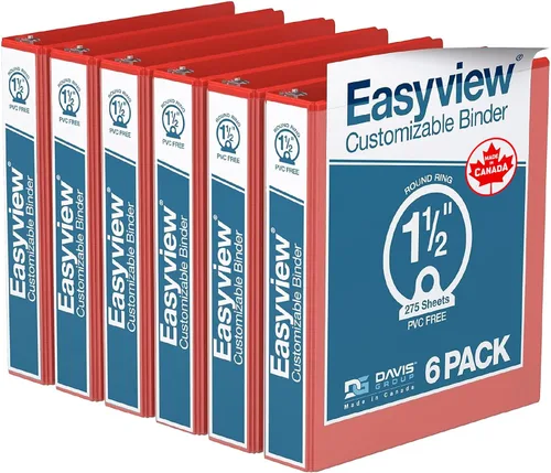 Miniatura 34 de Easyview - Carpetas prémium de 3 anillas con cubiertas transparentes y anillos redondos, carpetas para la escuela u oficina, 1 pulgada, paquete