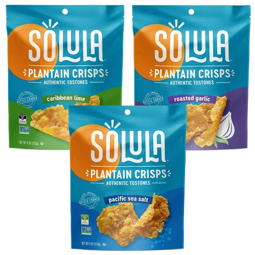 Miniatura 11 de Solula Plátano Crisps Authentic Tostones, lima caribeña, 4 onzas (paquete de 3), papas fritas cocidas, sin gluten, aptas para paleo, sin granos