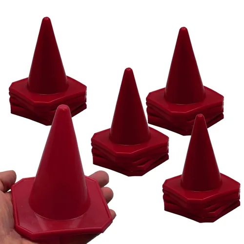 Miniatura 8 de BlueDot Trading Mini conos de tráfico de plástico rojos de 4 pulgadas Juego de 10 para entrenamiento de agilidad, carreras a control remoto