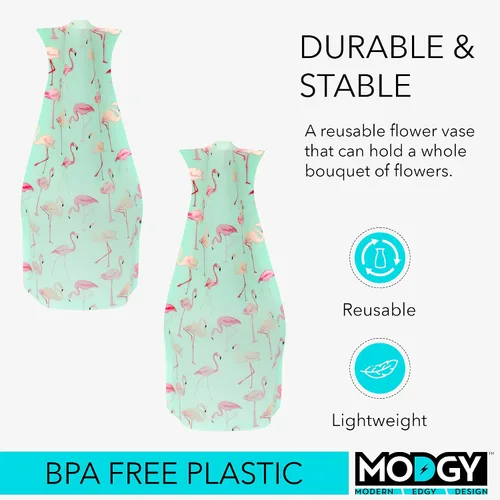 Miniatura 3 de MODGY Florero expandible, plástico decorativo moderno plegable impreso jarrones para centros de mesa para bodas, mesa de comedor, decoración