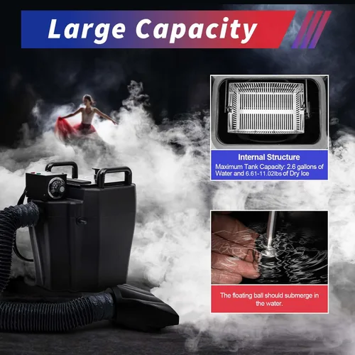 Miniatura 4 de Máquina de hielo seco, máquina de niebla de humo acostado de 3500 W, para interiores y exteriores, 1,614.6 ft²/1614 pies cuadrados para efectos