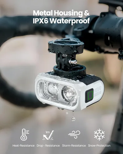 Miniatura 6 de Magicshine HORI1300S - Faro delantero para bicicleta, compatible con Garmin/Wahoo, 1300 lúmenes, luz delantera de haz alto y bajo, USB-C recargable