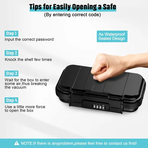 Miniatura 8 de HUANLANG Caja de Seguridad Portátil con Cerradura de Combinación Mini Caja de Seguridad para Playa y Viajes Caja de Seguridad Impermeable Pequeña