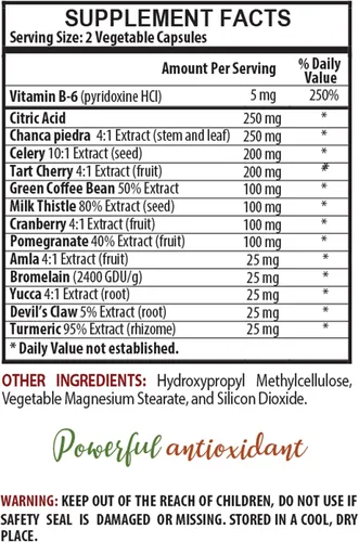 Miniatura 2 de amla suplemento - ÁCIDO ÚRICO ANTIOXIDANTE NATURAL - Curcumina de cúrcuma - Ácido cítrico - Chanca Piedra - 3 Botellas 180 Cápsulas Vegetales
