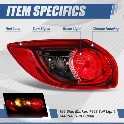 Miniatura 2 de Auto Dynasty Luces traseras exteriores traseras lámparas de freno compatibles con Mazda CX-5 2013-2016, lado izquierdo del conductor, carcasa