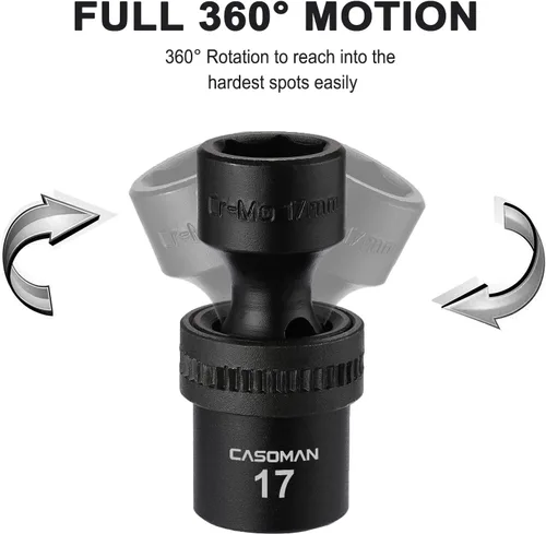 Miniatura 5 de CASOMAN Juego de 15 dados de impacto universales estándar de 1/2", 6 puntos, métrico, 10-24mm