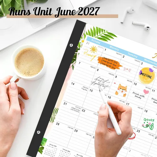 Miniatura 5 de Gannyfer Calendario de escritorio 2026-2027 – Calendario de escritorio grande de 18 meses 2026, úsalo ahora hasta junio de 2027, calendario de Rosa