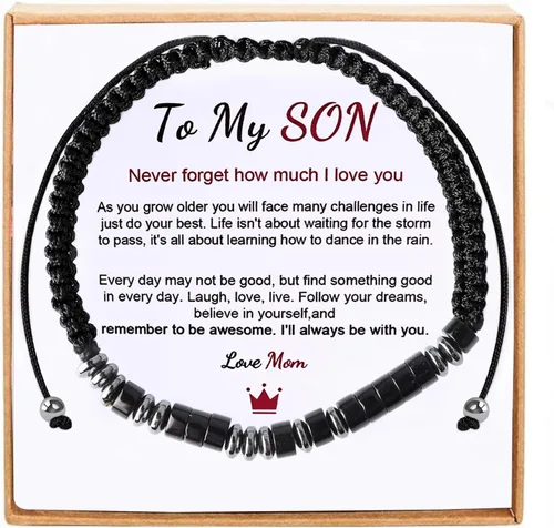 Miniatura 9 de Ideas de regalo para adolescentes y niños: Pulsera de código morse con texto en inglés "I LOVE YOU" para hijo - Ajustable, hecha a mano, rellenos