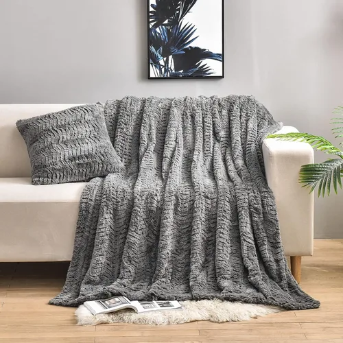 Miniatura 22 de YUSOKI Manta de lujo de piel sintética (sin almohadas) de 2 capas, 3 libras, para todas las edades, decoración del hogar (negro, 50 x 63 pulgadas)