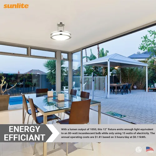 Miniatura 6 de Sunlite 87783 Lámpara colgante LED de doble banda de 12 pulgadas, montaje empotrado, 15 vatios, 1050 lúmenes, color seleccionable 30K/40K/50K