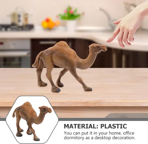 Miniatura 7 de Kisangel - Figura realista de camello de 4.33 pulgadas, juguete de animales del desierto de vida silvestre caqui, figura de juego educativo